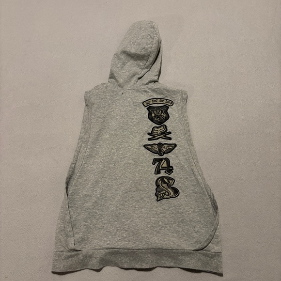 Fox Riders Company Hoodie Size Small Gray Sleeveless Full Zip Gym Workout - Picture 6 of 7